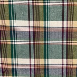 Vintage fall plaid cotton blend fabric 236” x 16” home interior textile